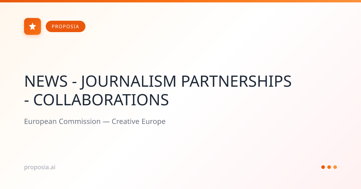 NEWS - JOURNALISM PARTNERSHIPS - COLLABORATIONS — Deadline 4 February ...